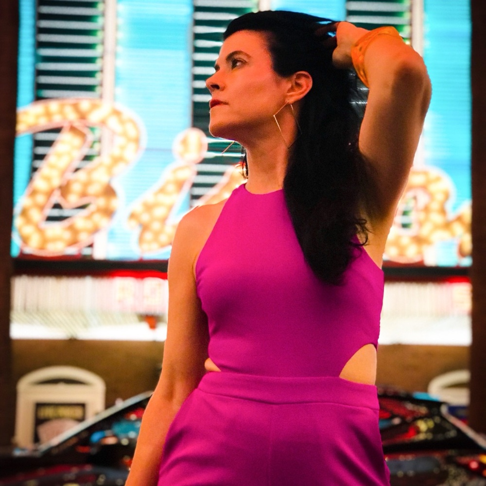 EXPRESS Fuchsia Pink Cutout Jumpsuit XS